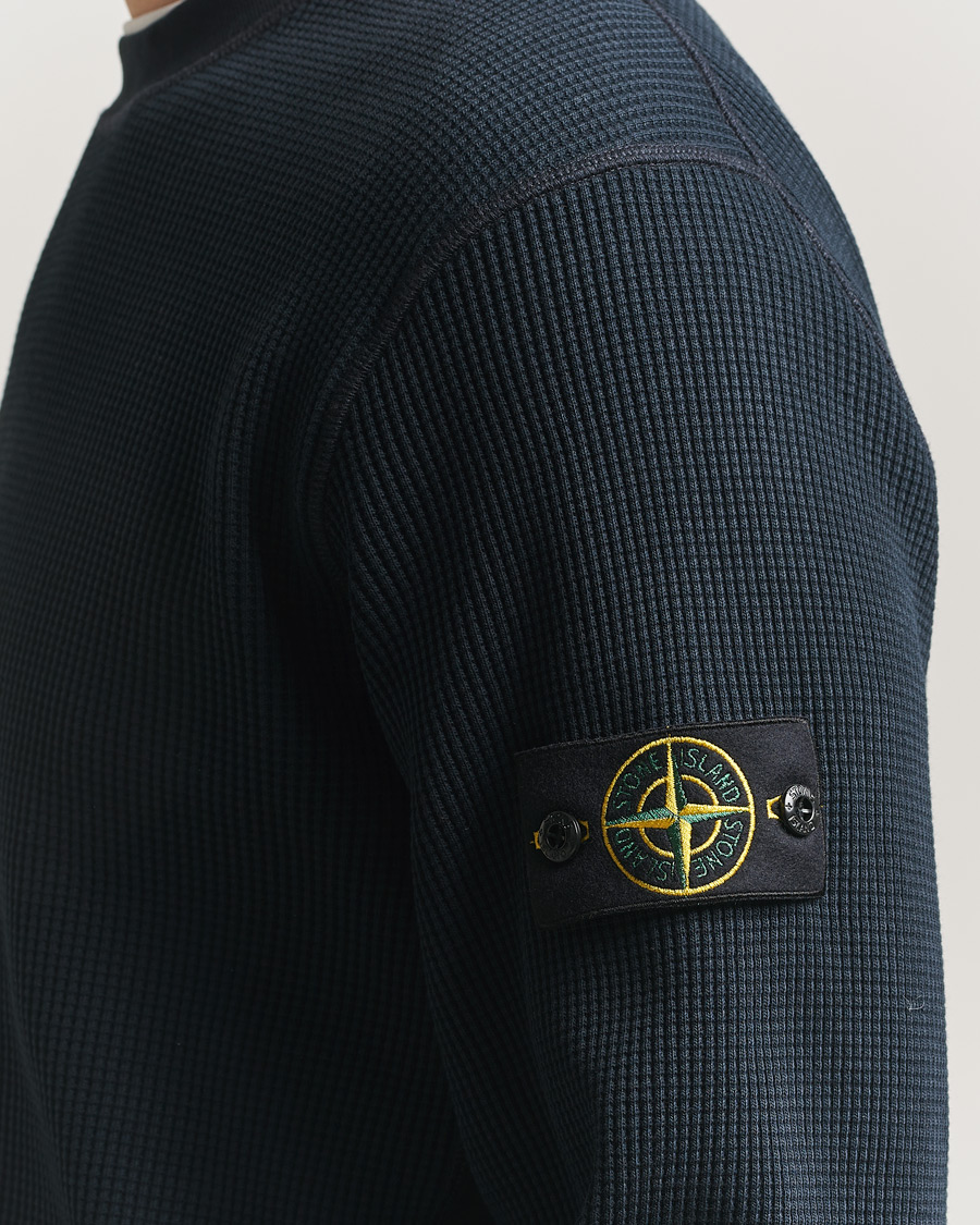 Herr | Tröjor | Stone Island | Organic Cotton Waffle Fleece Sweatshirt Navy