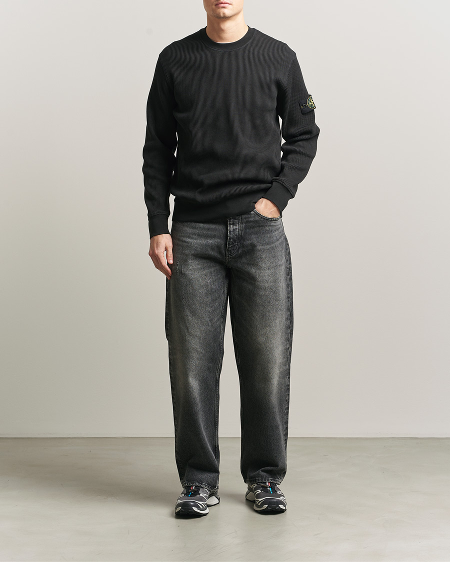 Herr | Tröjor | Stone Island | Organic Cotton Waffle Fleece Sweatshirt Black