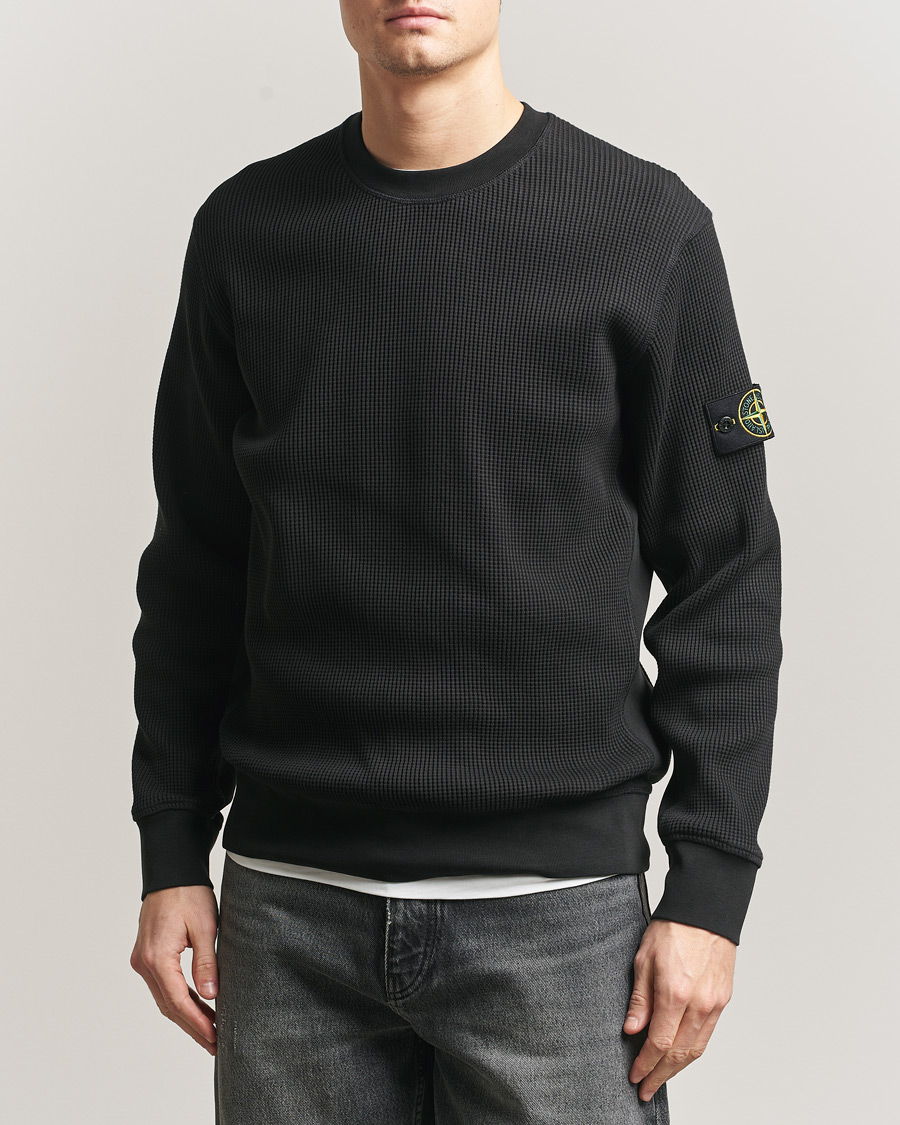 Herr | Tröjor | Stone Island | Organic Cotton Waffle Fleece Sweatshirt Black