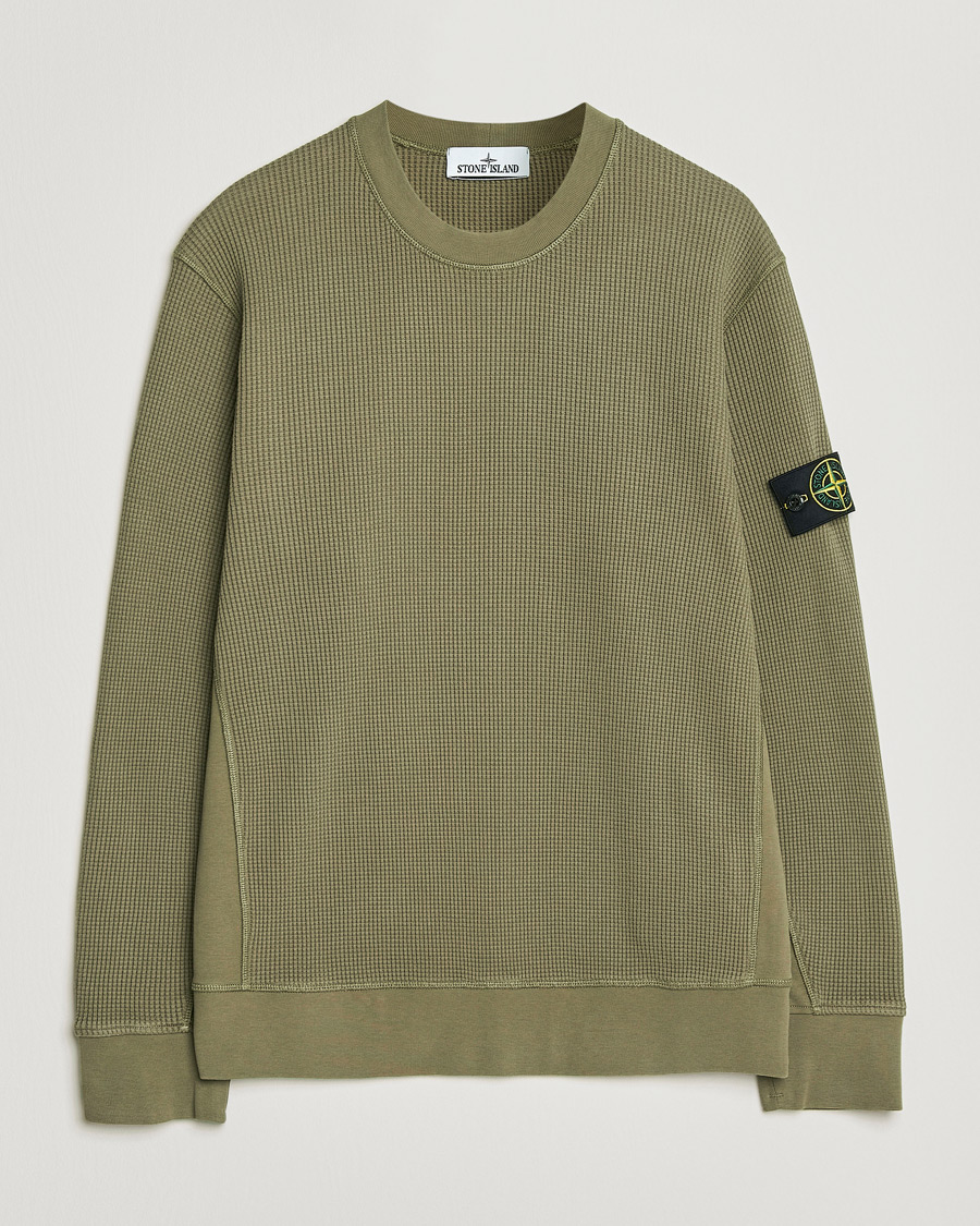 Herr | Tröjor | Stone Island | Organic Cotton Waffle Fleece Sweatshirt Military