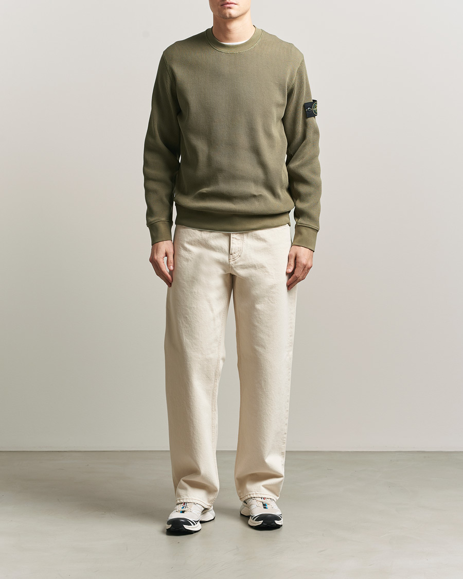 Herr | Tröjor | Stone Island | Organic Cotton Waffle Fleece Sweatshirt Military