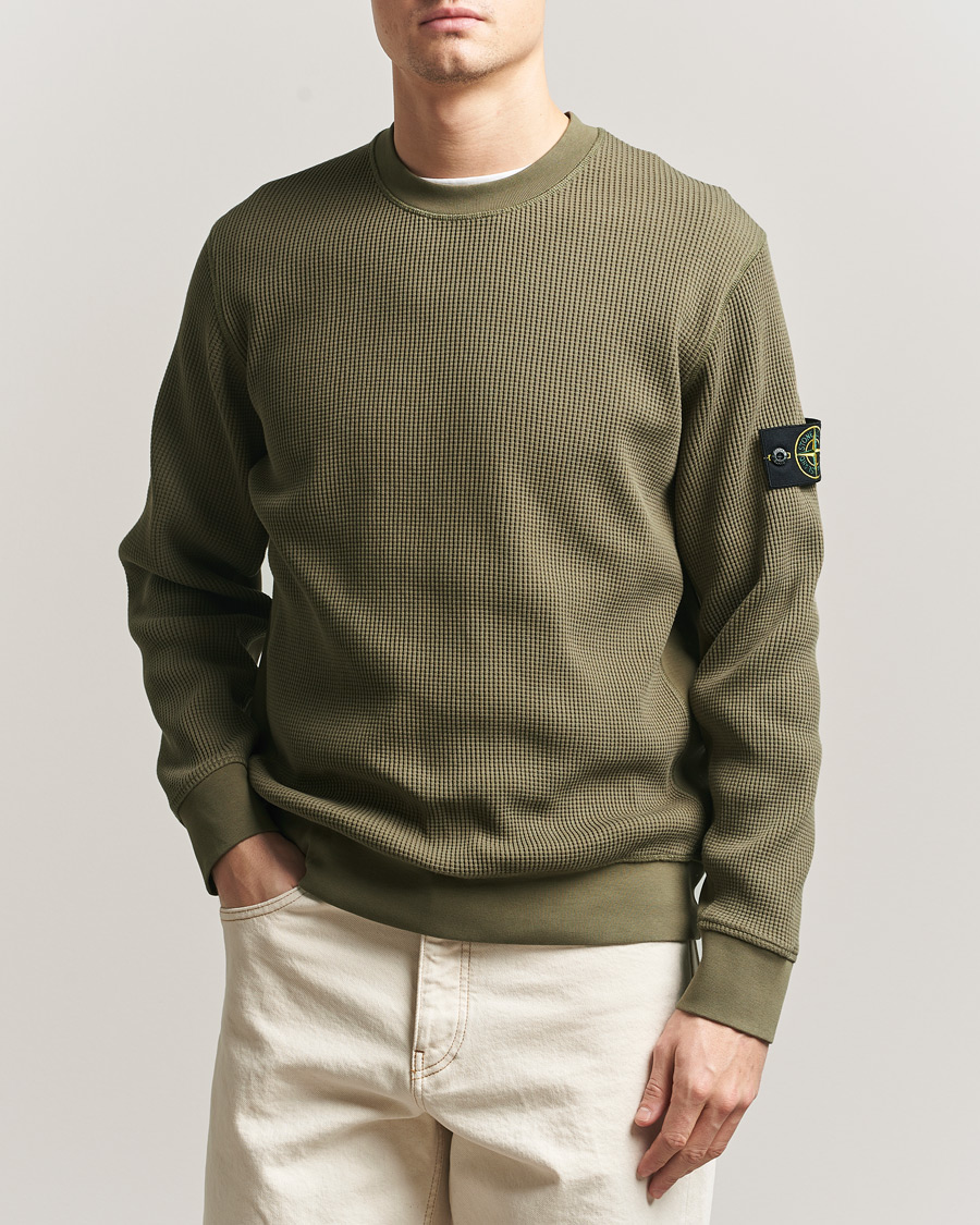 Herr | Tröjor | Stone Island | Organic Cotton Waffle Fleece Sweatshirt Military