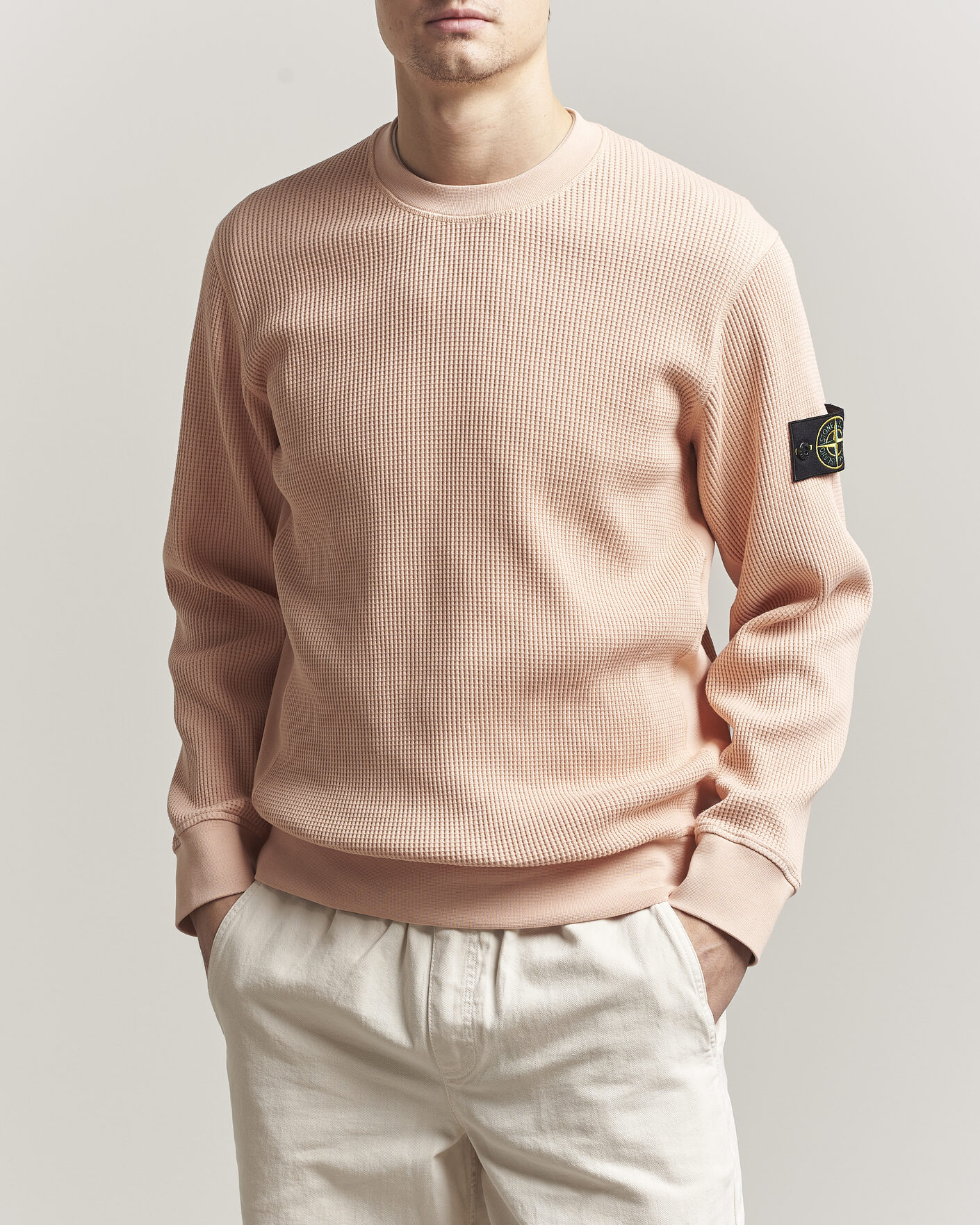 Herr | Tröjor | Stone Island | Organic Cotton Waffle Fleece Sweatshirt Plaster Pink