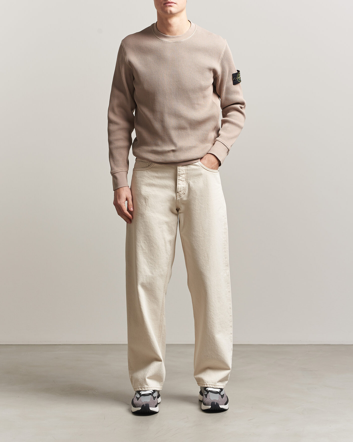 Herr | Tröjor | Stone Island | Organic Cotton Waffle Fleece Sweatshirt Desert