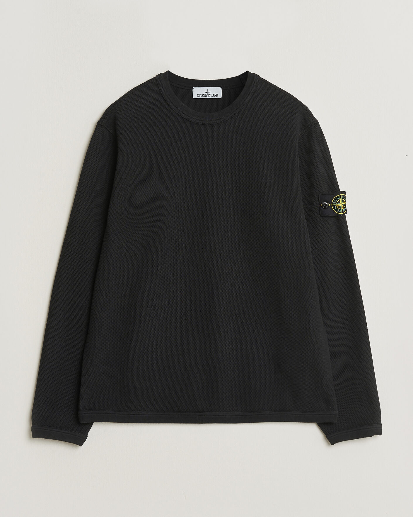 Herr | Tröjor | Stone Island | Mesh Stitch Organic Cotton Fleece Crewneck Black