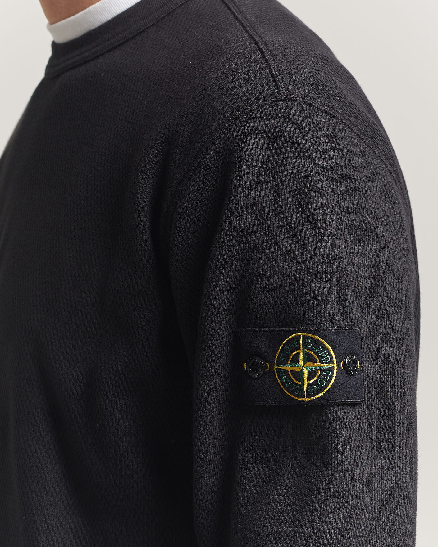 Herr | Tröjor | Stone Island | Mesh Stitch Organic Cotton Fleece Crewneck Black