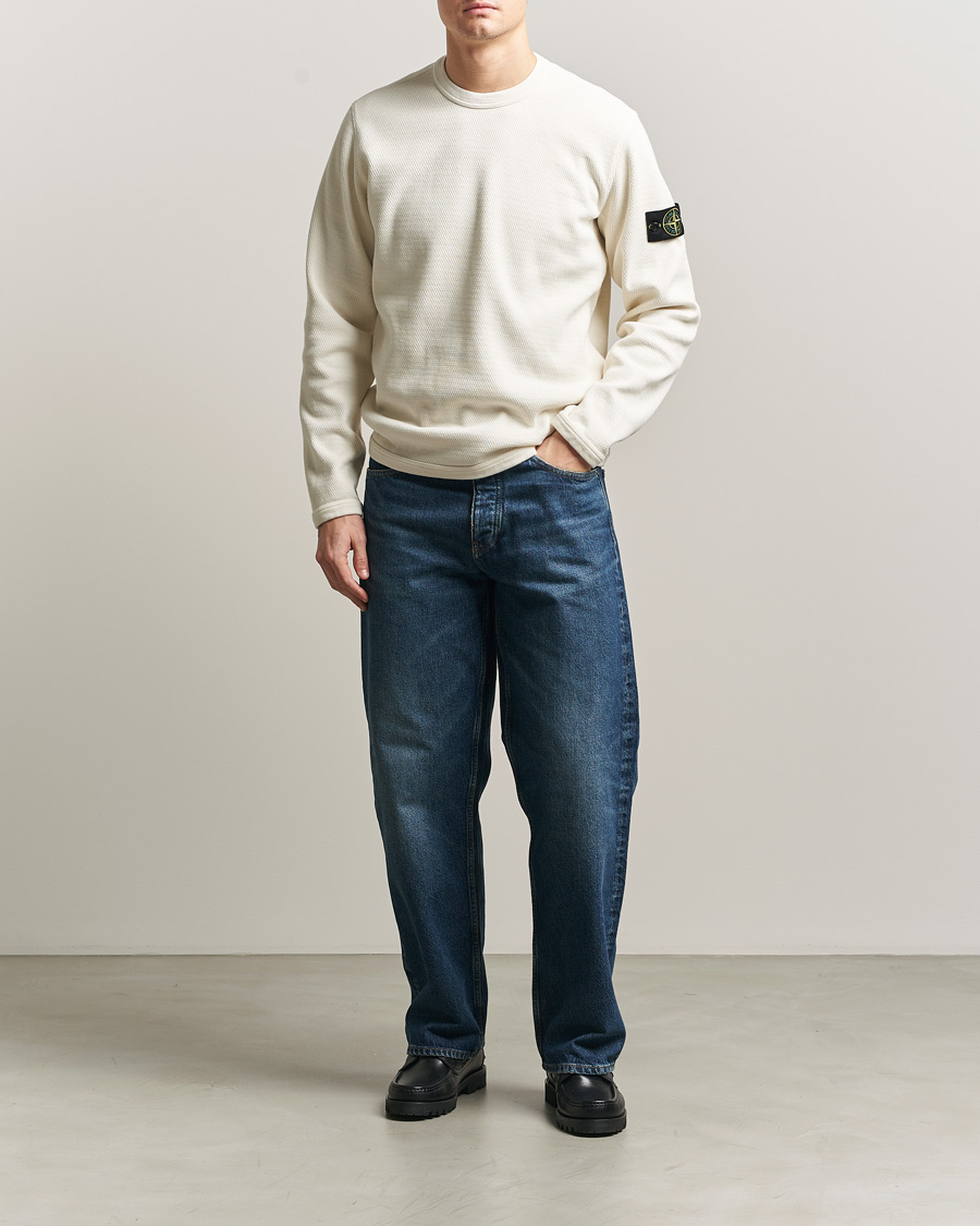 Herr | Tröjor | Stone Island | Mesh Stitch Organic Cotton Fleece Crewneck Ivory