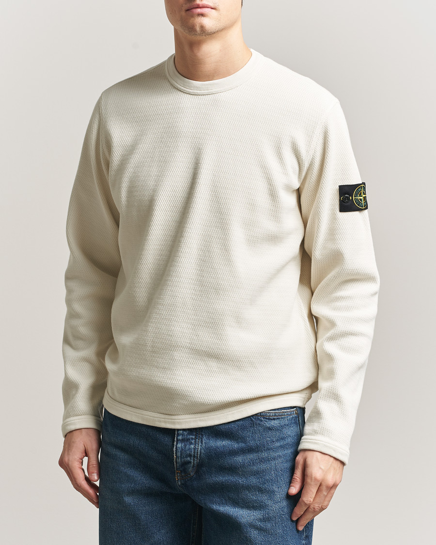 Herr | Tröjor | Stone Island | Mesh Stitch Organic Cotton Fleece Crewneck Ivory