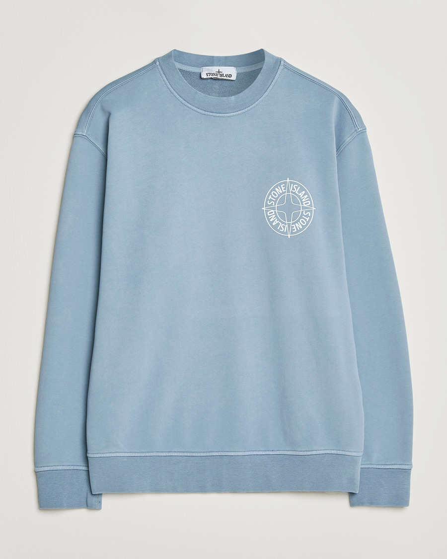 Herr | Tröjor | Stone Island | Cotton Fleece Printed Logo Sweatshirt Dark Blue