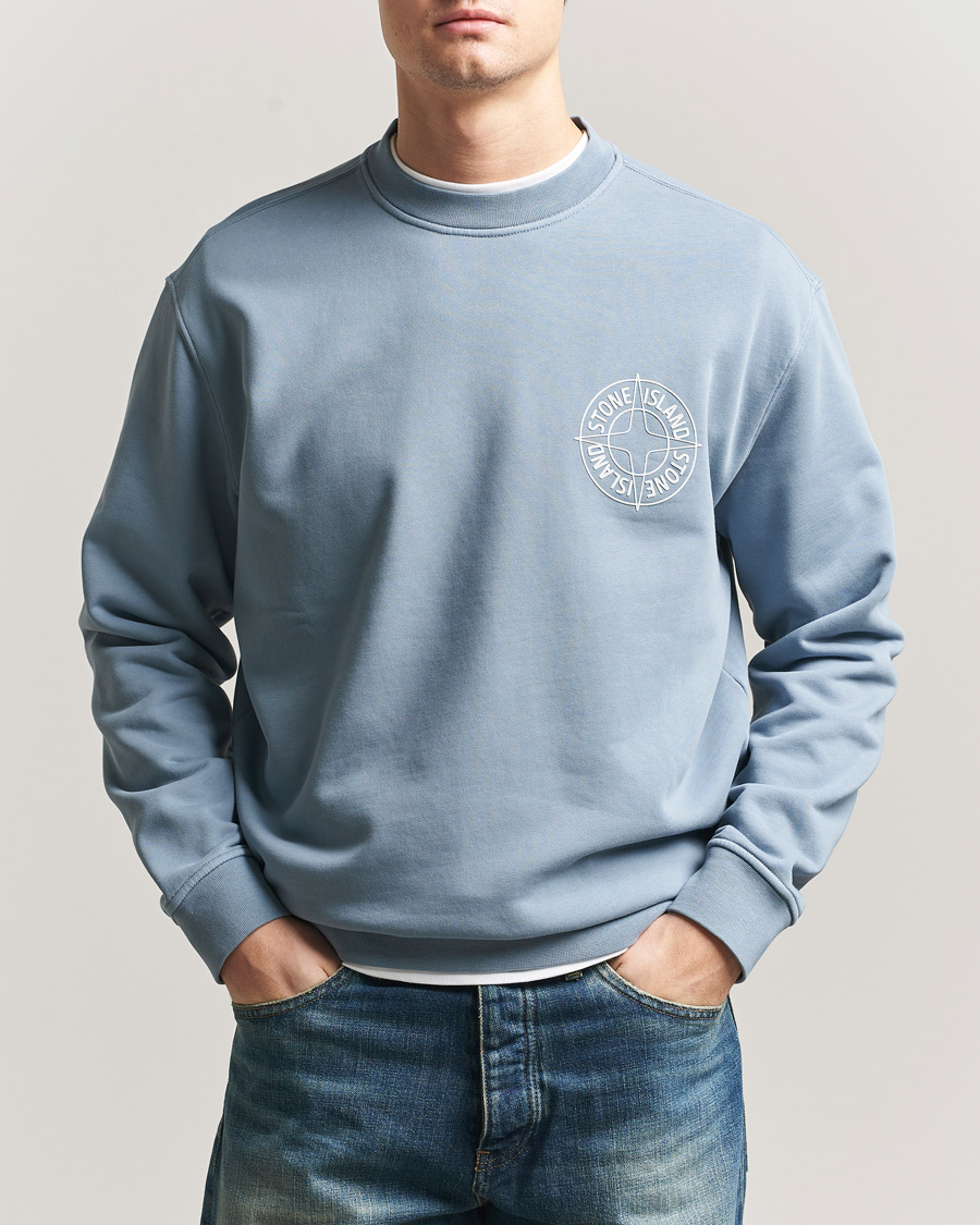 Herr | Tröjor | Stone Island | Cotton Fleece Printed Logo Sweatshirt Dark Blue