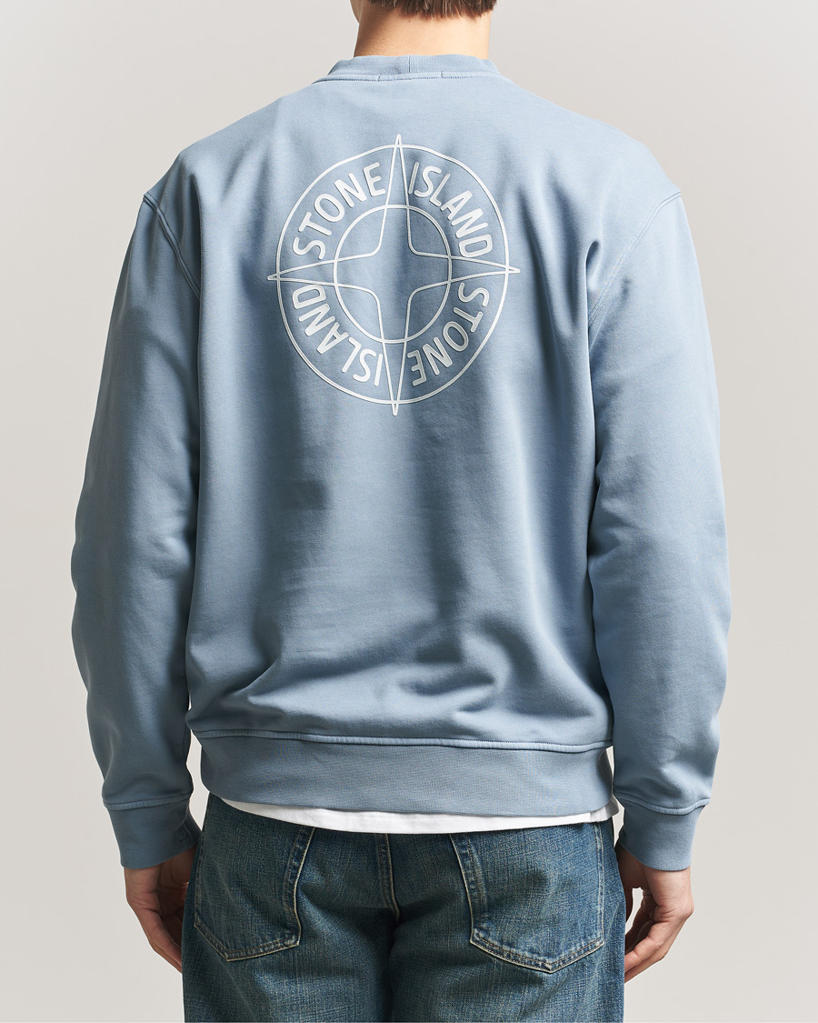Herr | Tröjor | Stone Island | Cotton Fleece Printed Logo Sweatshirt Dark Blue