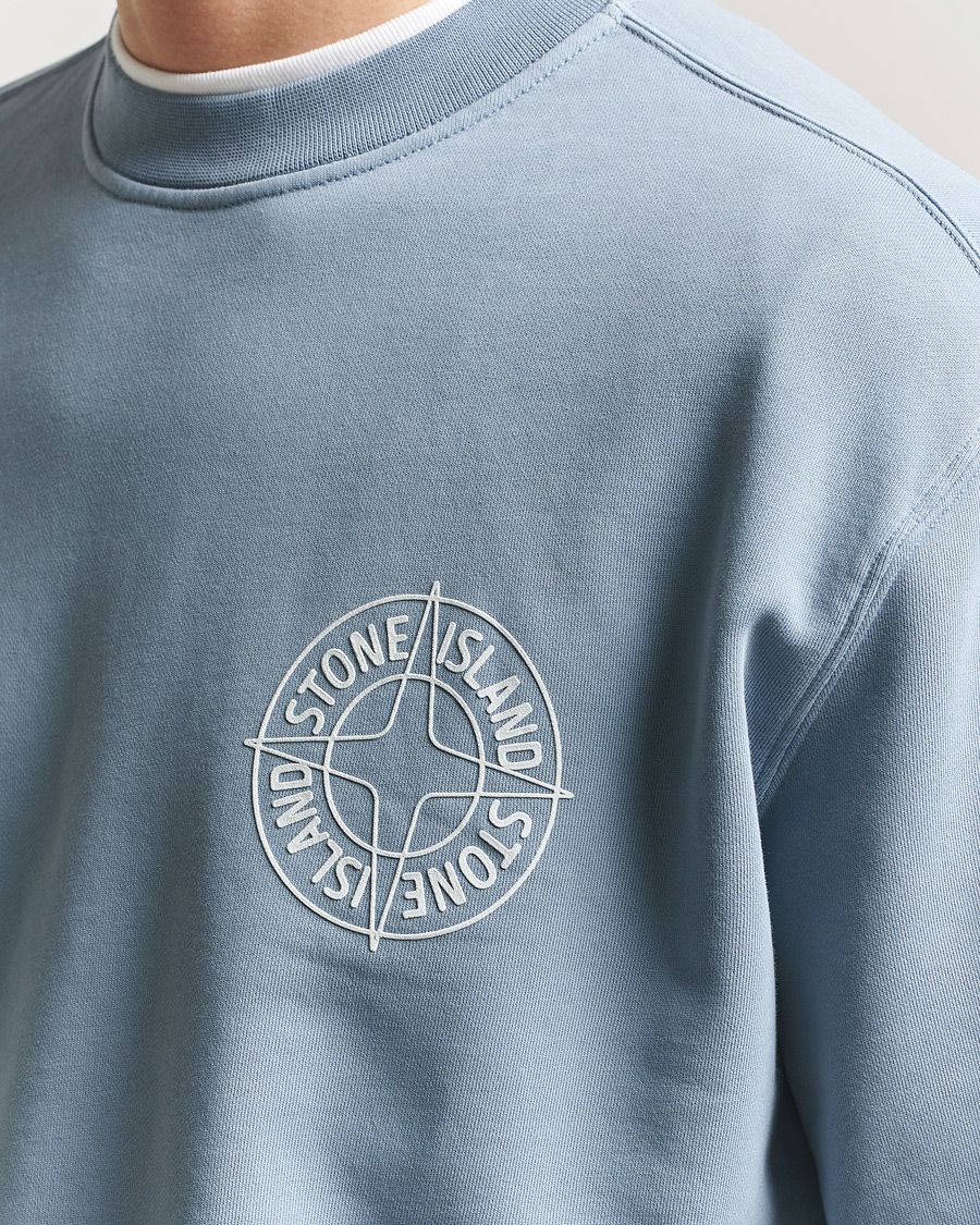 Herr | Tröjor | Stone Island | Cotton Fleece Printed Logo Sweatshirt Dark Blue
