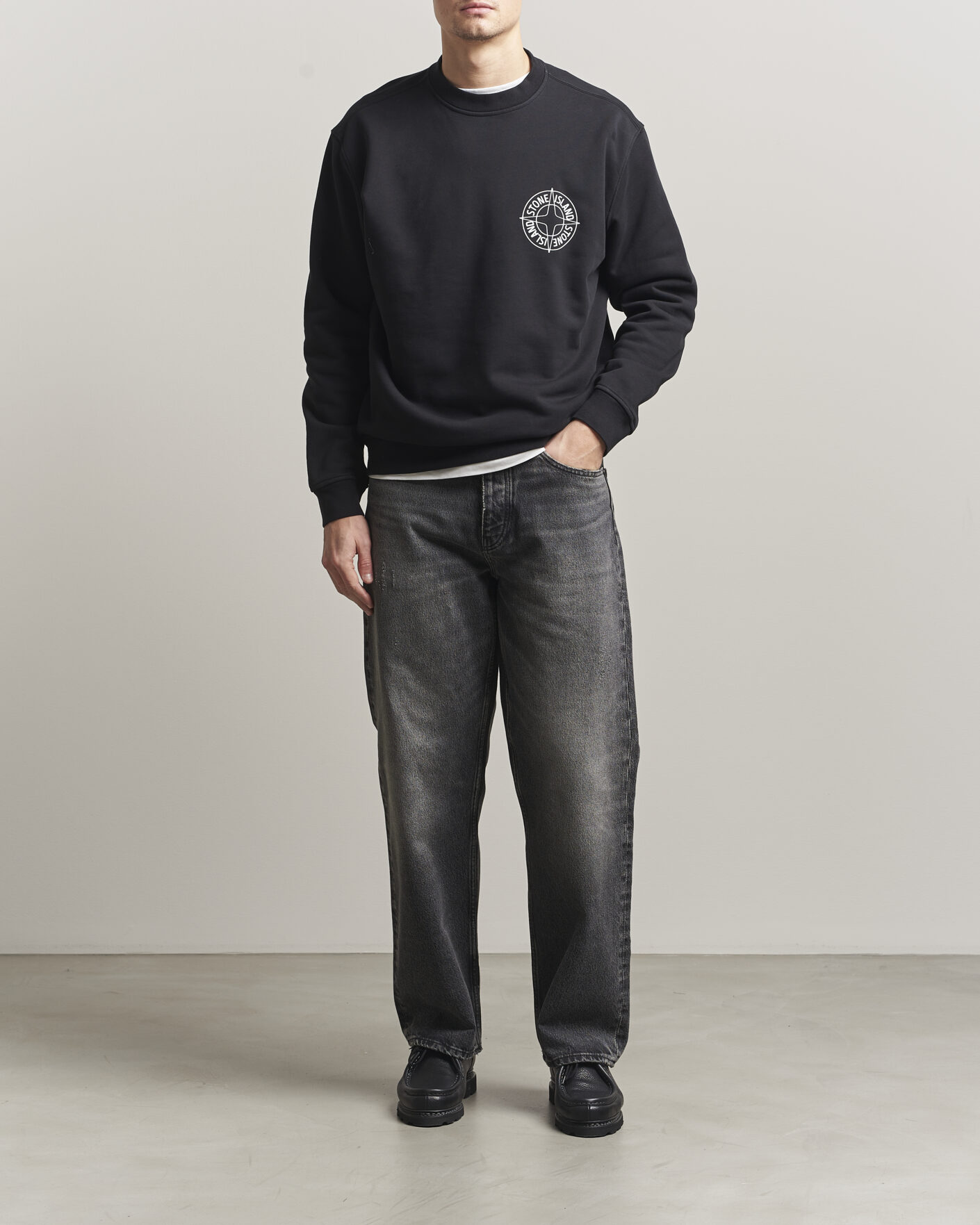 Herr | Tröjor | Stone Island | Cotton Fleece Printed Logo Sweatshirt Black