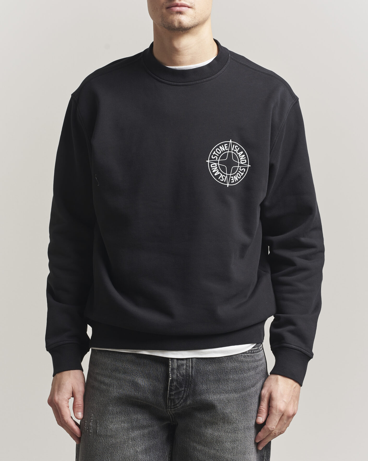 Herr | Tröjor | Stone Island | Cotton Fleece Printed Logo Sweatshirt Black