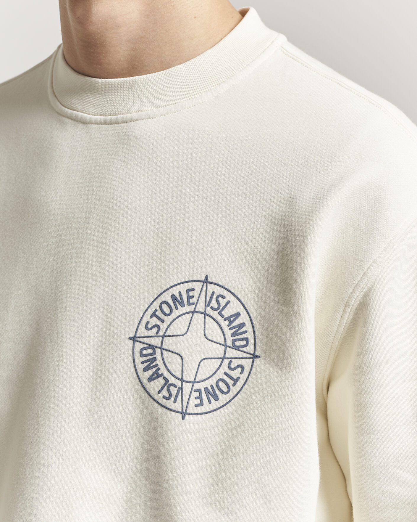 Herr | Tröjor | Stone Island | Cotton Fleece Printed Logo Sweatshirt Ivory