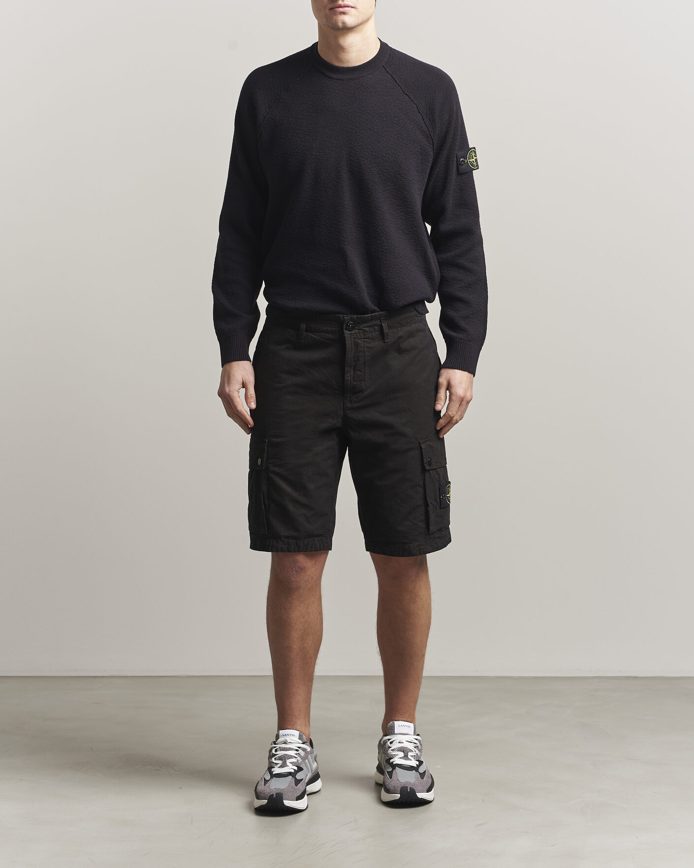 Herr | Shorts | Stone Island | Brushed Cotton Canvas Cargo Shorts Black