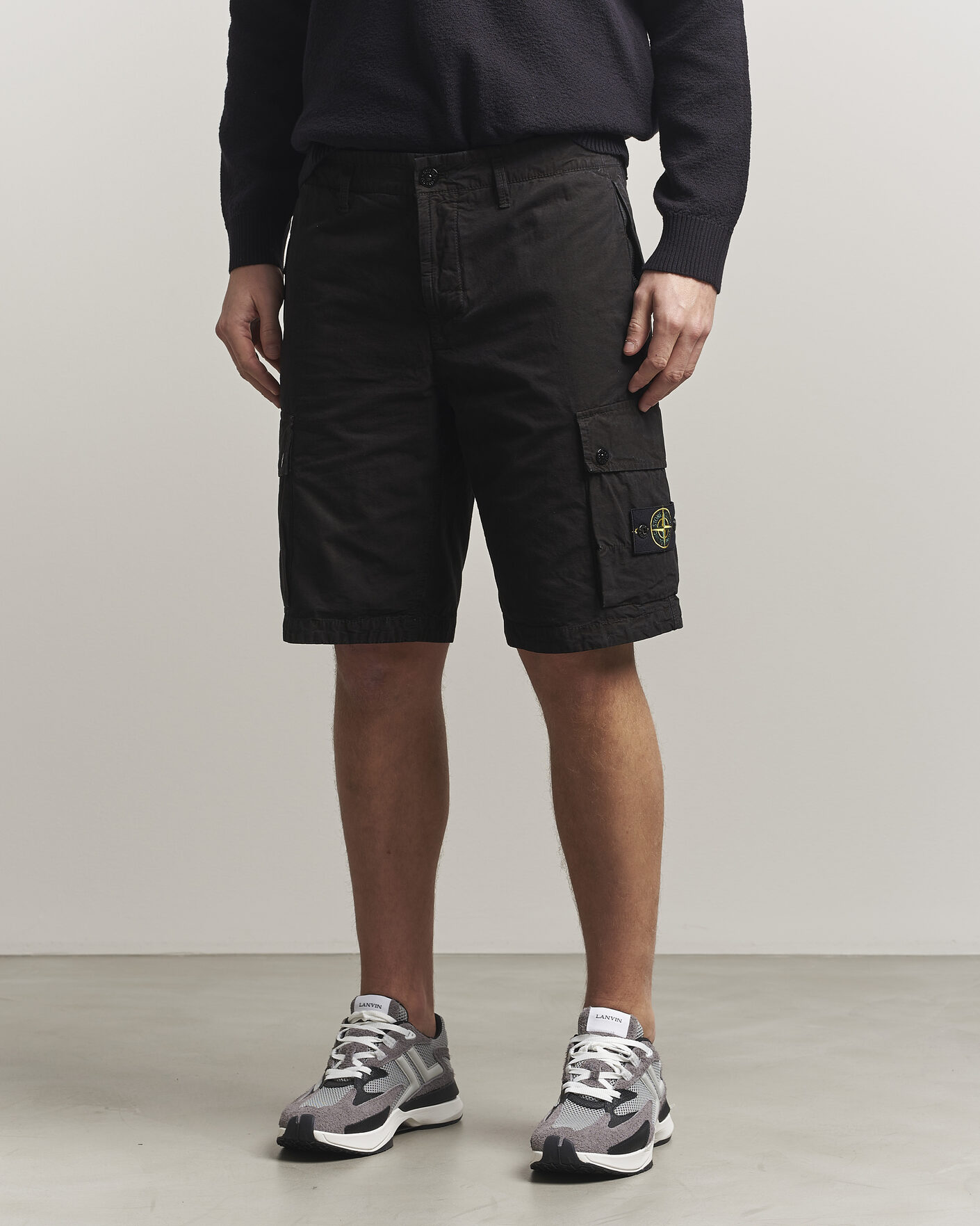 Herr | Shorts | Stone Island | Brushed Cotton Canvas Cargo Shorts Black