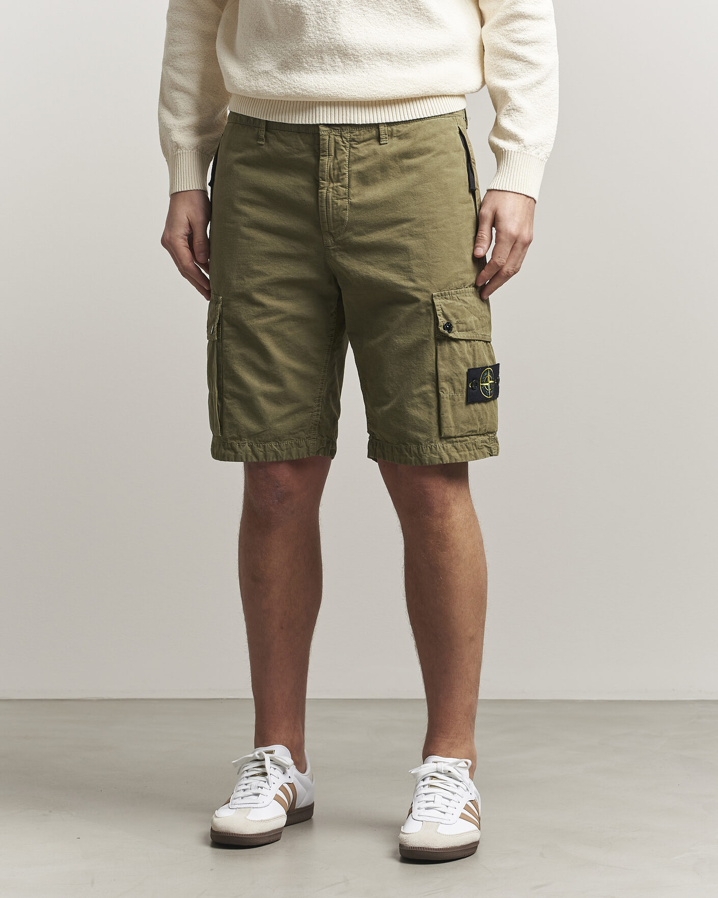 Herr | Shorts | Stone Island | Brushed Cotton Canvas Cargo Shorts Military Green