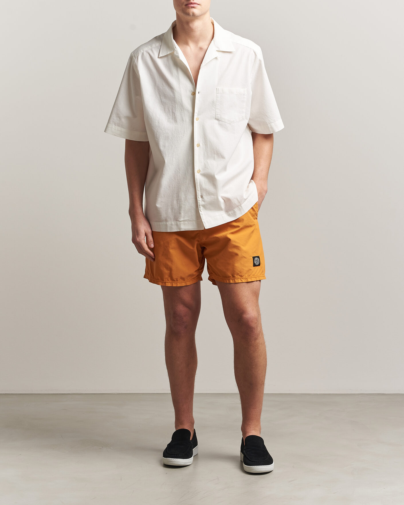 Herr | Badbyxor | Stone Island | Brushed Nylon Swimshorts Tangerine