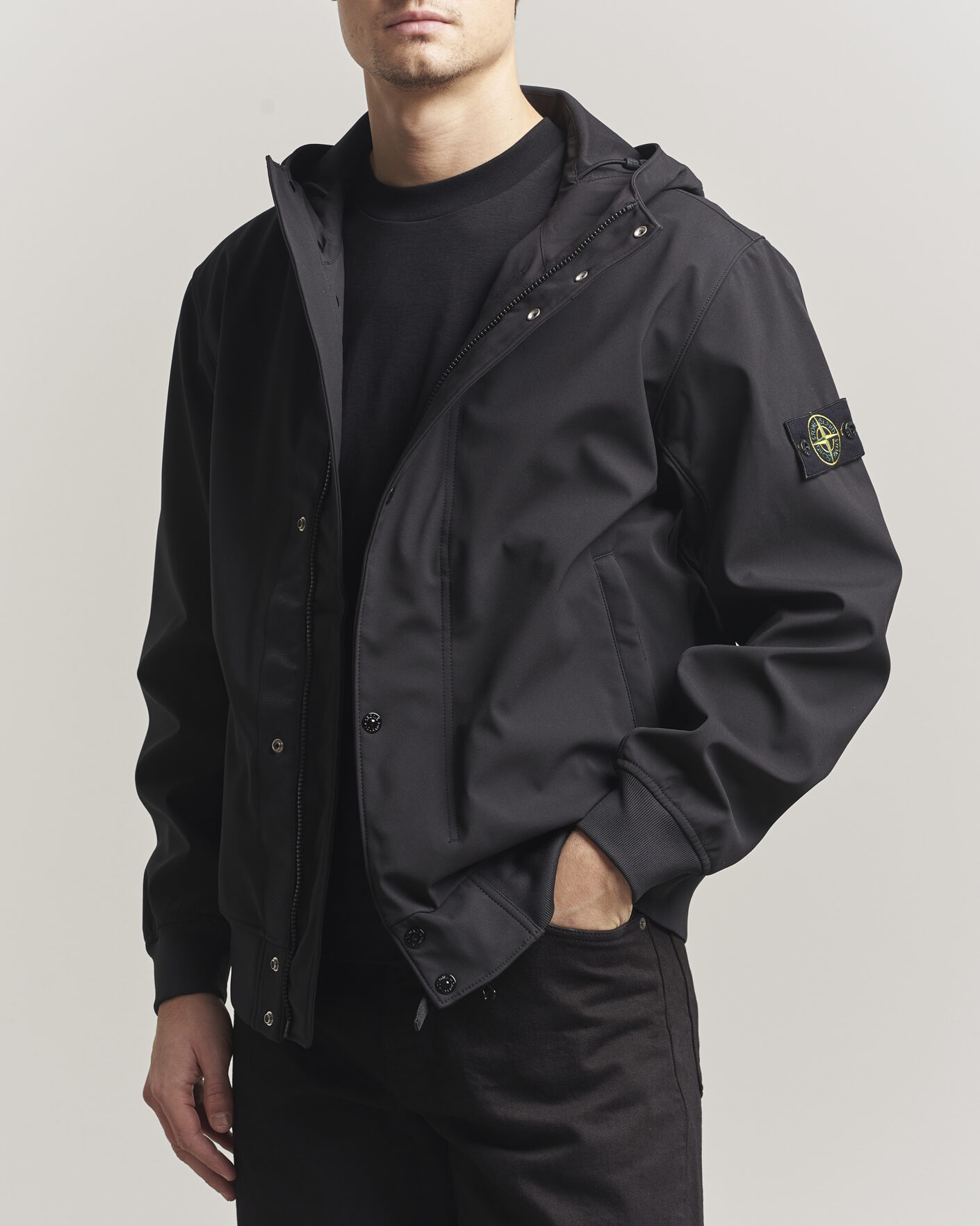 Herr | Jackor | Stone Island | Soft Shell Hooded Jacket Black