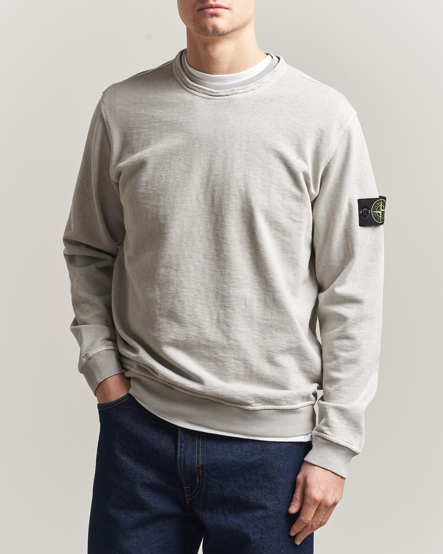 Herr | Tröjor | Stone Island | Old Dyed Cotton Sweatshirt Pearl Grey