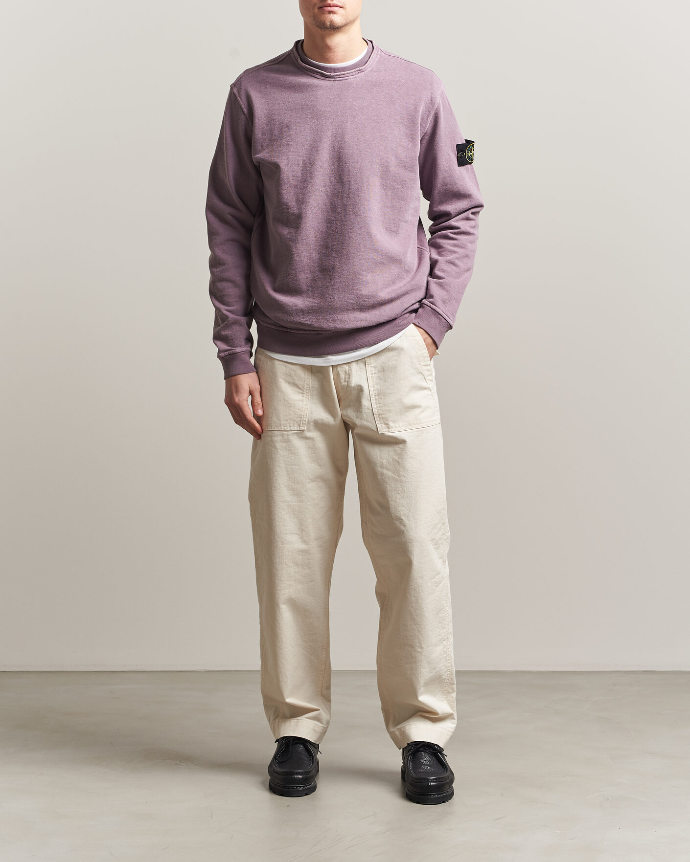 Herr | Tröjor | Stone Island | Old Dyed Cotton Sweatshirt Purple Grey