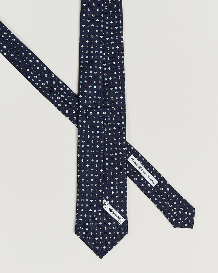 Herr | Slipsar | E. Marinella | 3-Fold Printed Silk Tie Navy