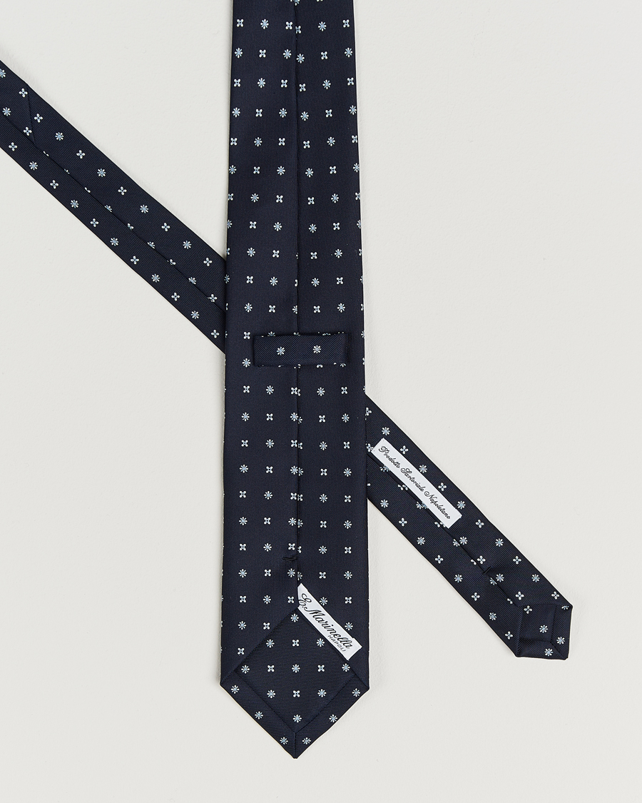 Herr | Slipsar | E. Marinella | 3-Fold Printed Silk Tie Navy
