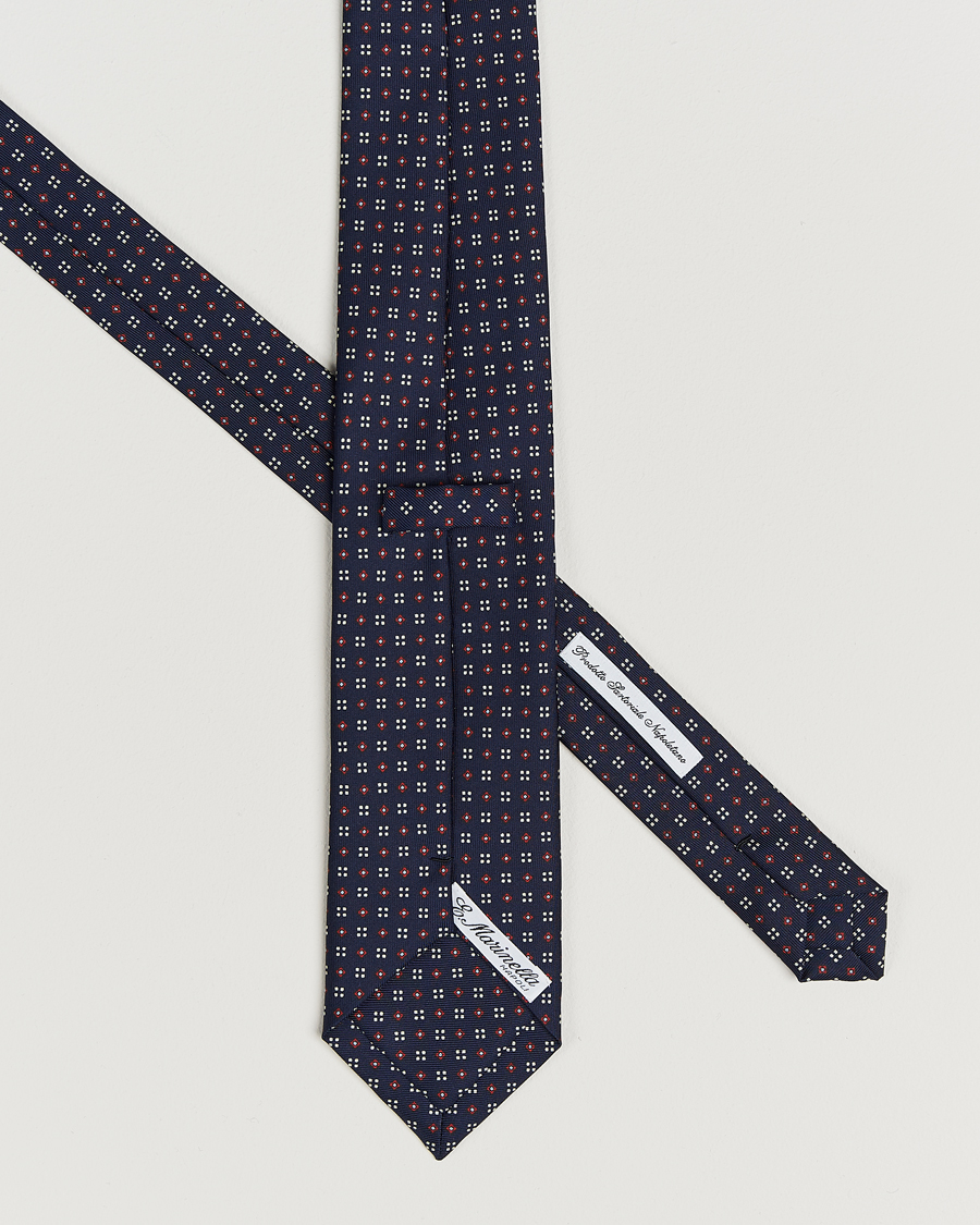 Herr | Slipsar | E. Marinella | 3-Fold Printed Silk Tie Navy