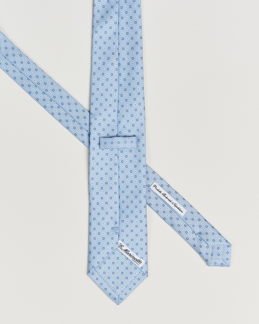 Herr | Slipsar | E. Marinella | 3-Fold Printed Silk Tie Light Blue