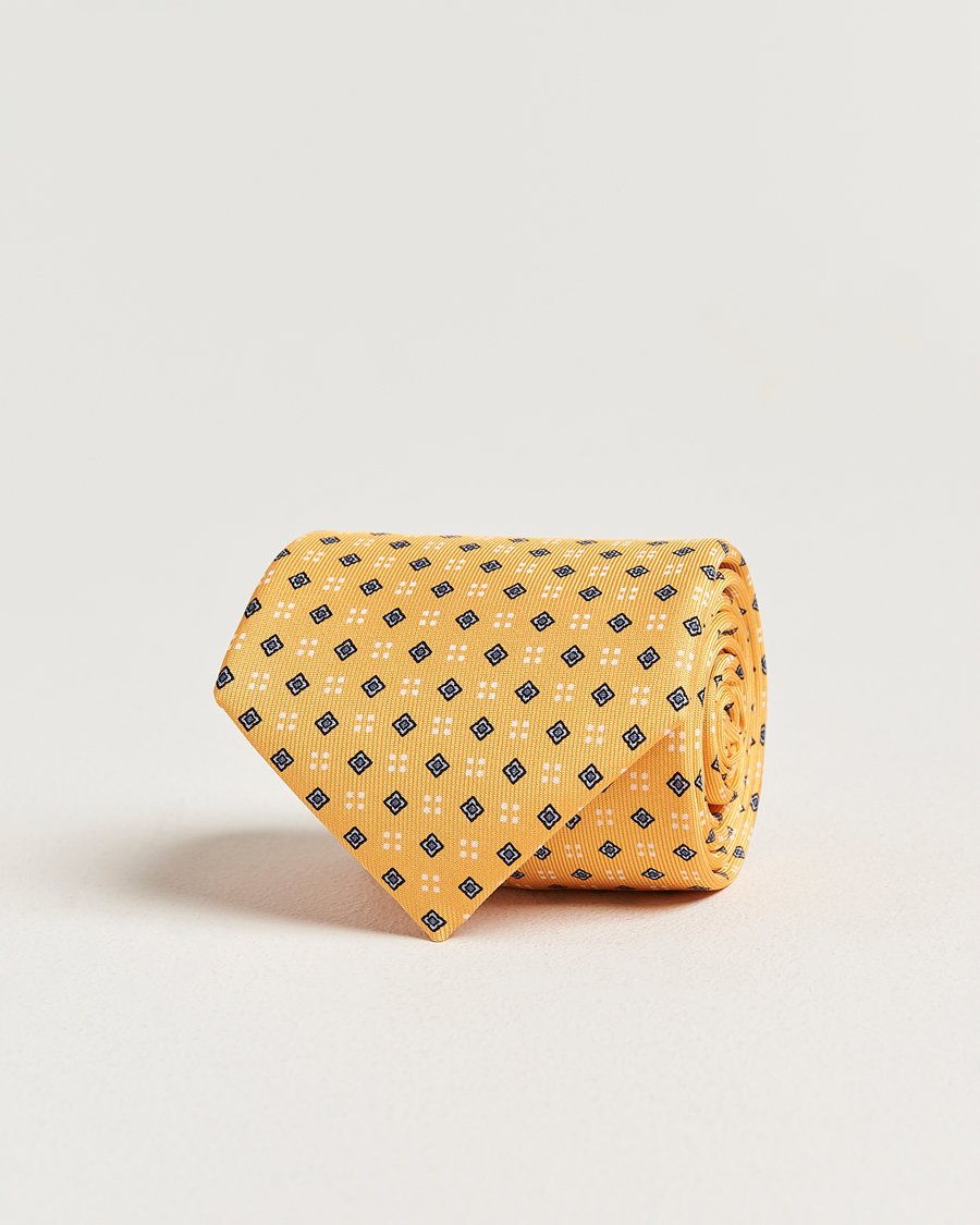 Herr | Slipsar | E. Marinella | 3-Fold Printed Silk Tie Yellow