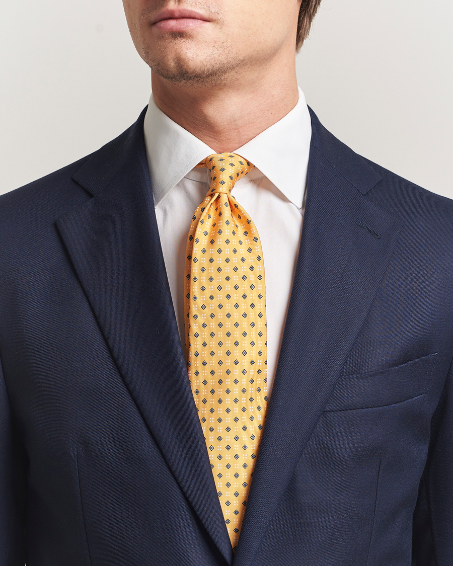 Herr | Slipsar | E. Marinella | 3-Fold Printed Silk Tie Yellow