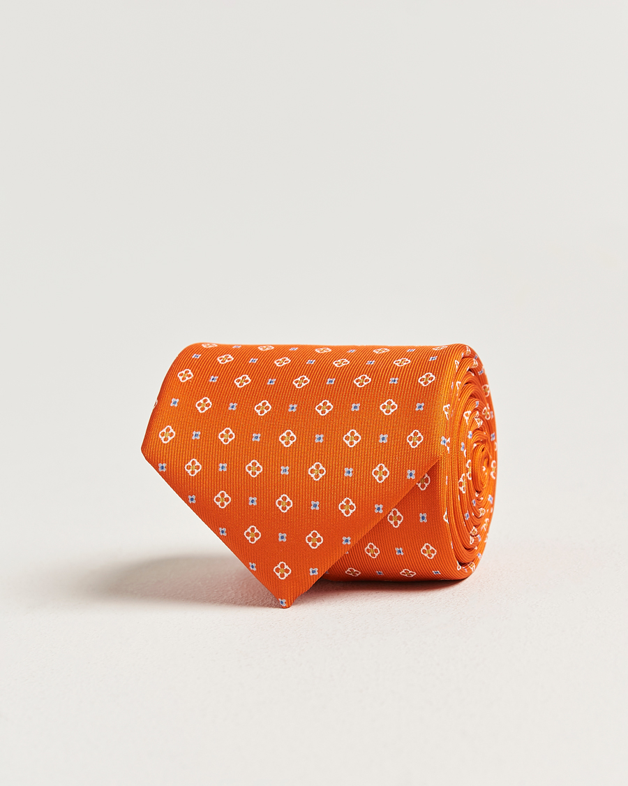 Herr | Slipsar | E. Marinella | 3-Fold Printed Silk Tie Orange