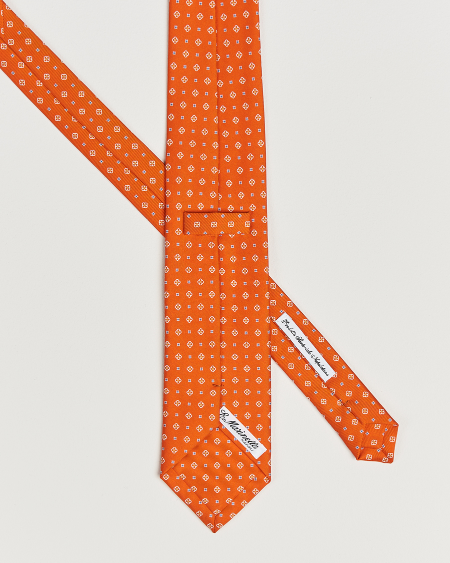 Herr | Slipsar | E. Marinella | 3-Fold Printed Silk Tie Orange