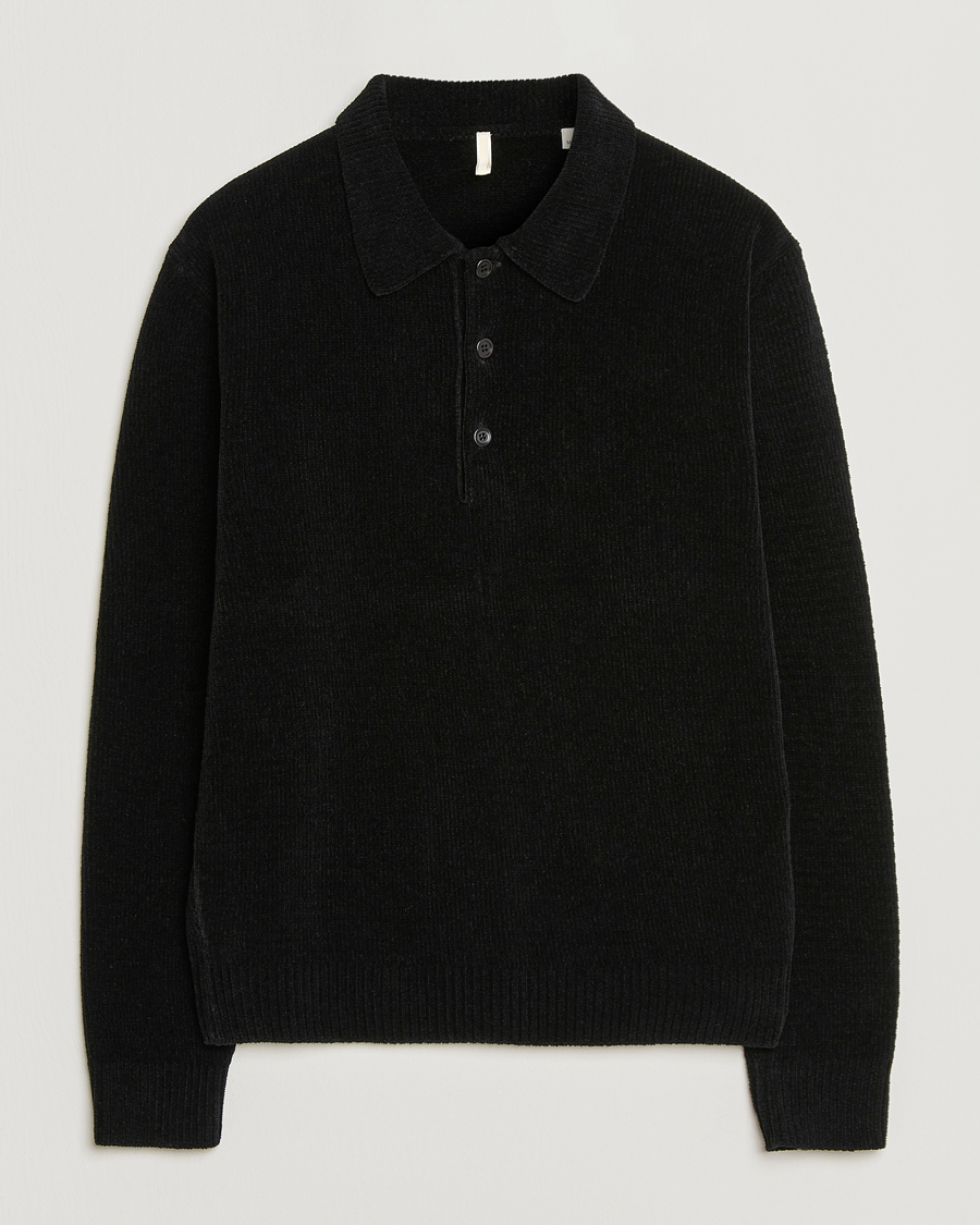 Herr | Pikéer | Sunflower | Chenile Long Sleeve Polo Black