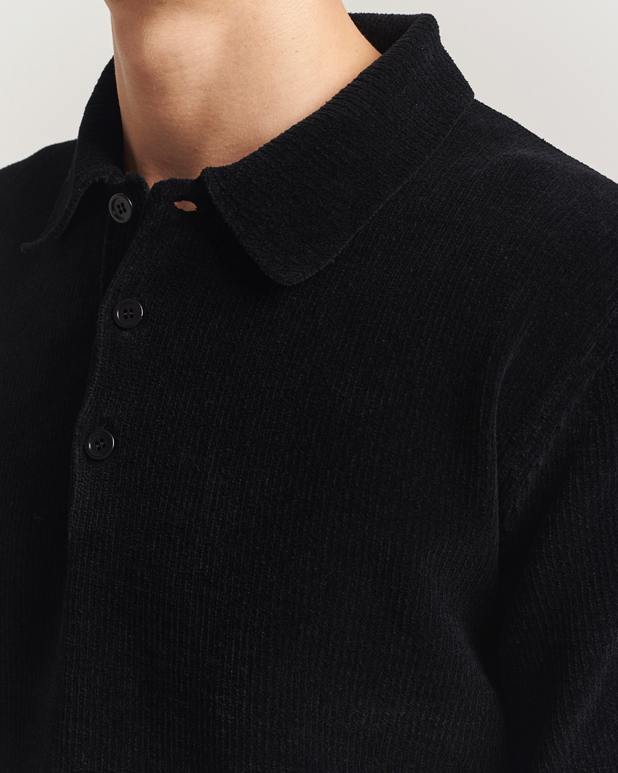 Herr | Pikéer | Sunflower | Chenile Long Sleeve Polo Black