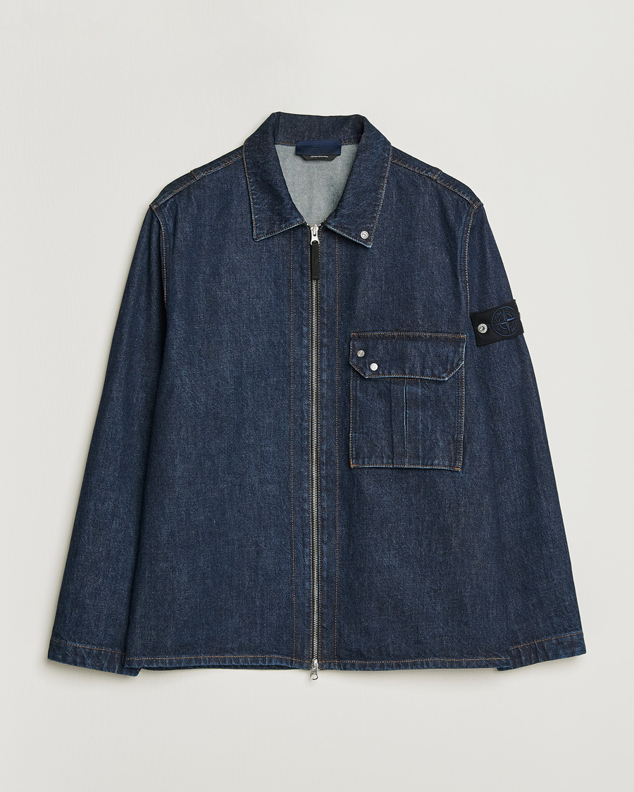 Herr | Jackor | Stone Island | Denim Zip Shirt Jacket Blue Rinse