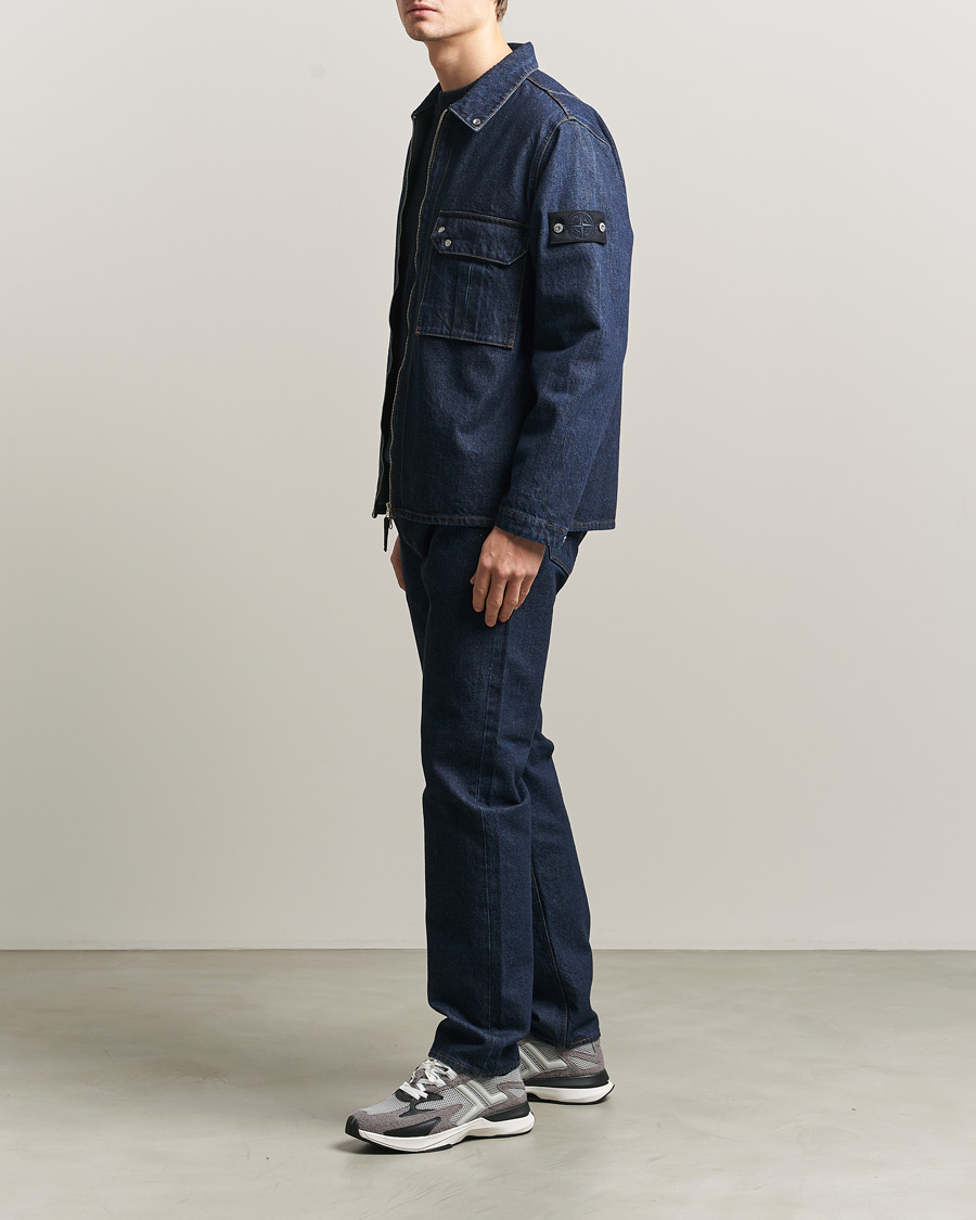 Herr | Jackor | Stone Island | Denim Zip Shirt Jacket Blue Rinse