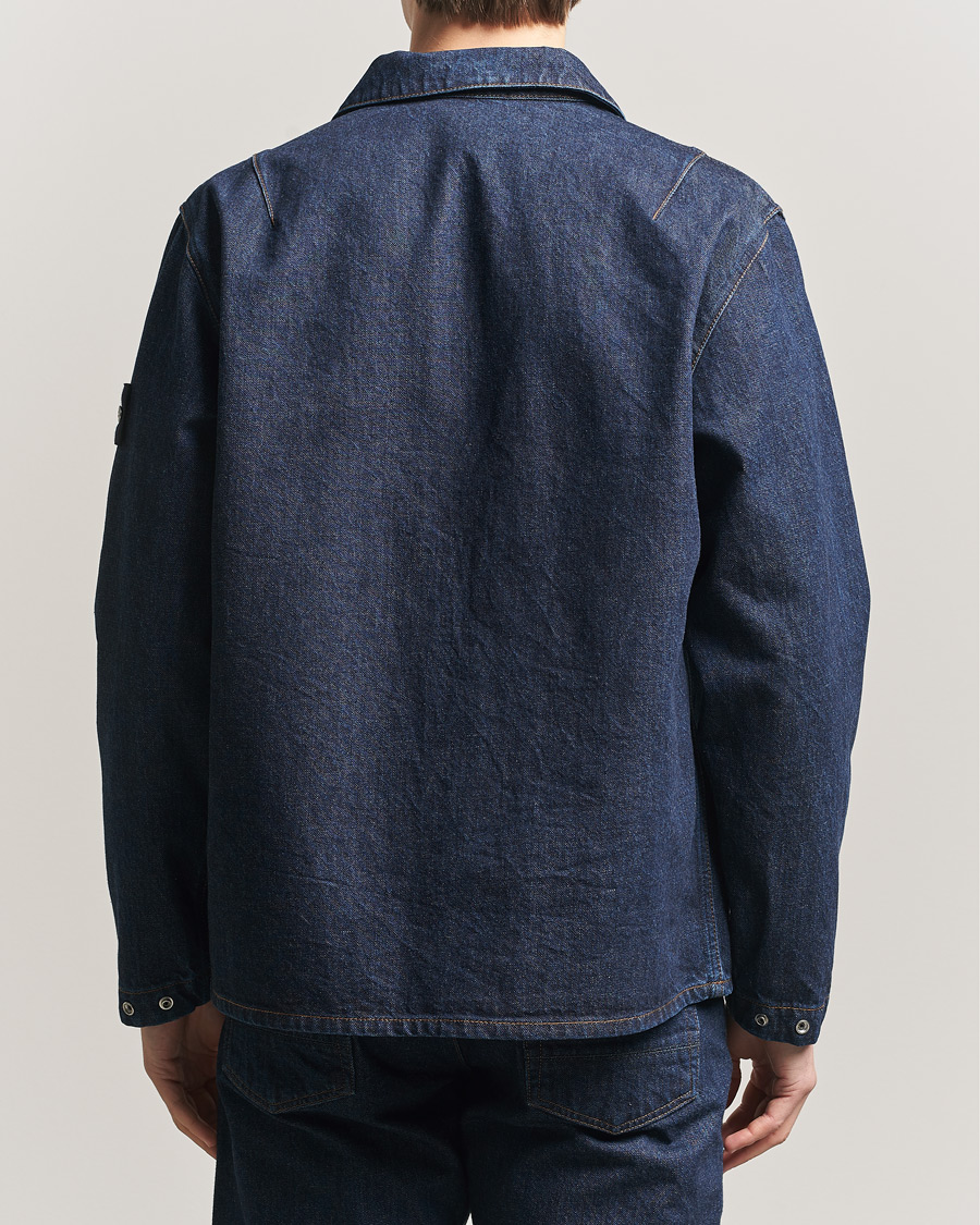 Herr | Jackor | Stone Island | Denim Zip Shirt Jacket Blue Rinse