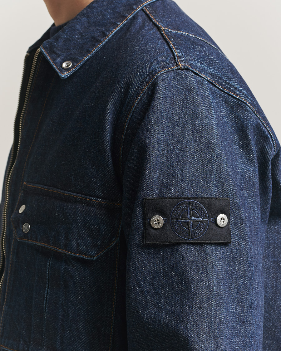 Herr | Jackor | Stone Island | Denim Zip Shirt Jacket Blue Rinse