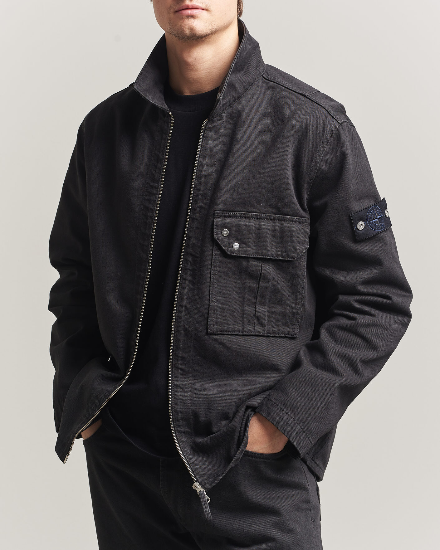 Herr | Jackor | Stone Island | Denim Zip Overshirt Black