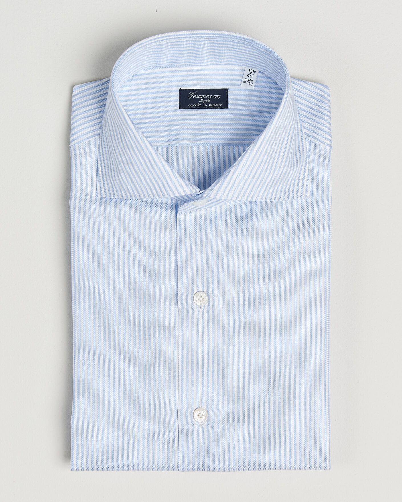 Herr | Skjortor | Finamore Napoli | Milano Slim Royal Oxford Dress Shirt Light Blue Stripe