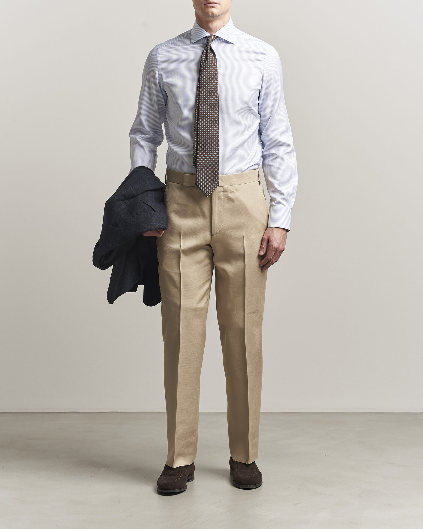 Herr | Skjortor | Finamore Napoli | Milano Slim Royal Oxford Dress Shirt Light Blue Stripe