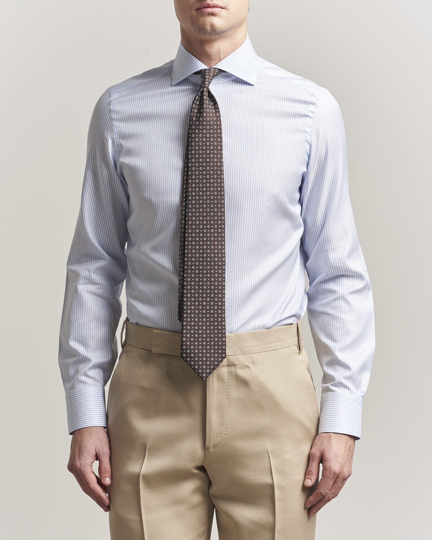 Herr | Skjortor | Finamore Napoli | Milano Slim Royal Oxford Dress Shirt Light Blue Stripe