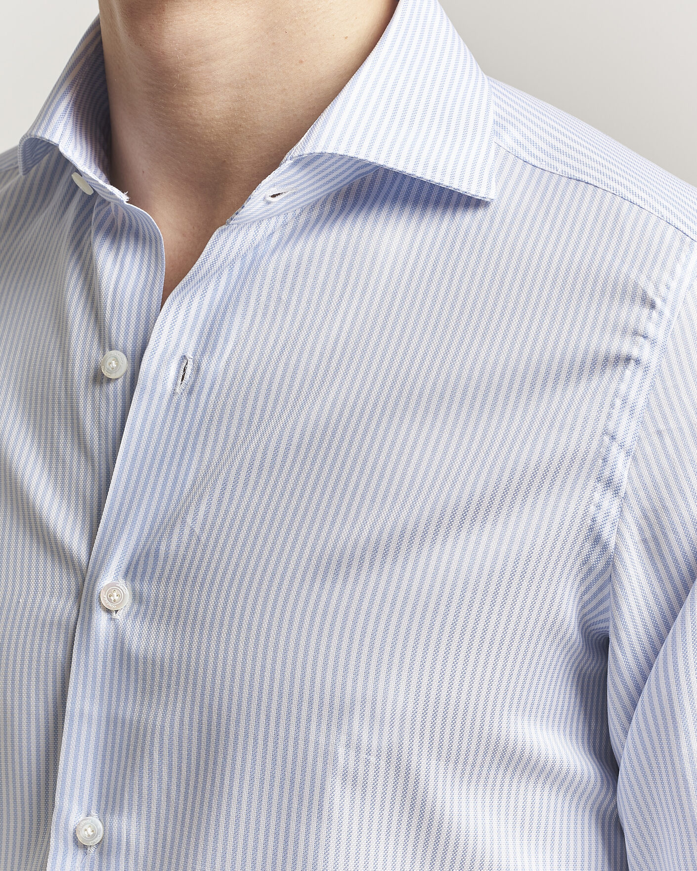 Herr | Skjortor | Finamore Napoli | Milano Slim Royal Oxford Dress Shirt Light Blue Stripe