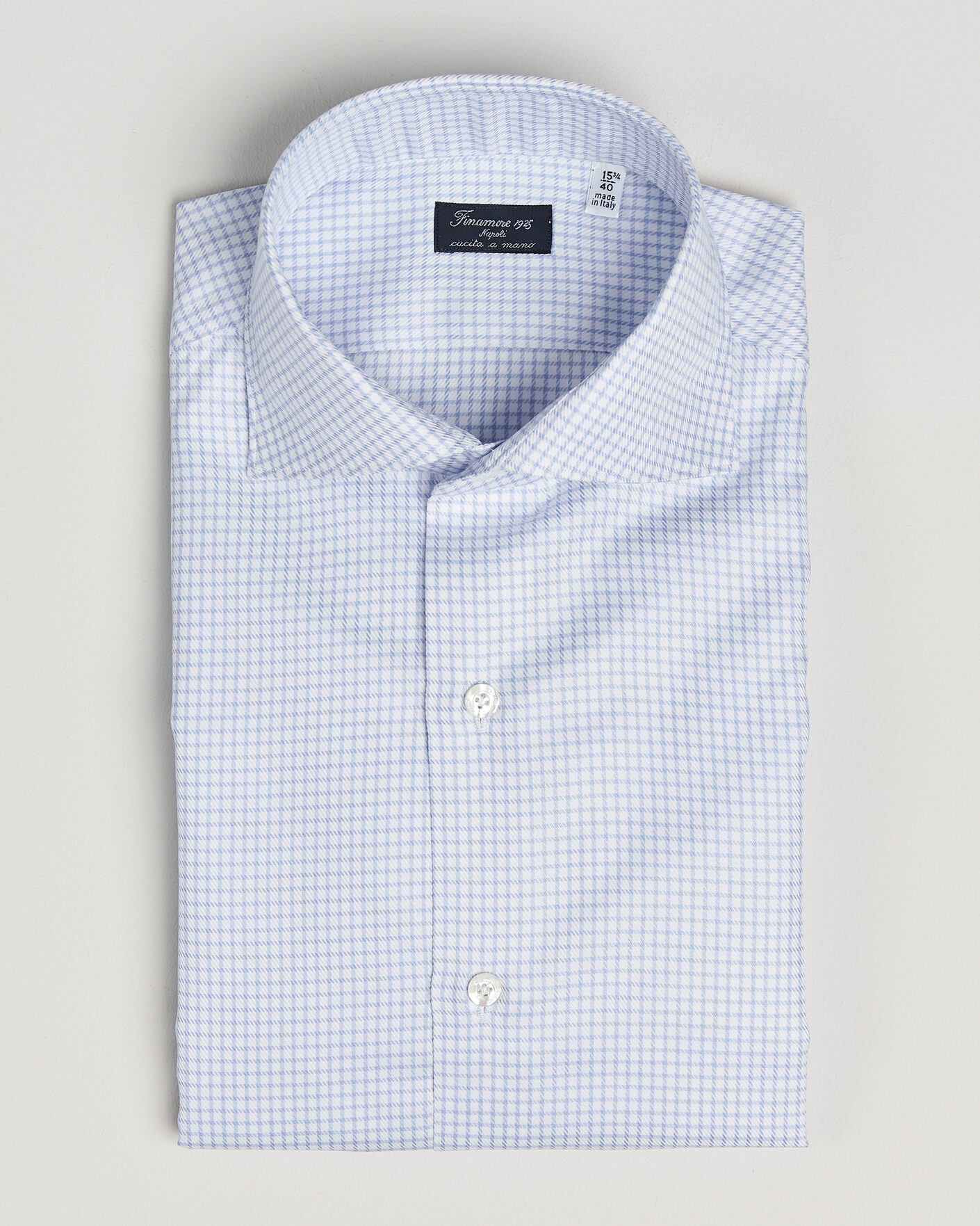 Herr | Skjortor | Finamore Napoli | Milano Slim Twill Shirt Light Blue Check