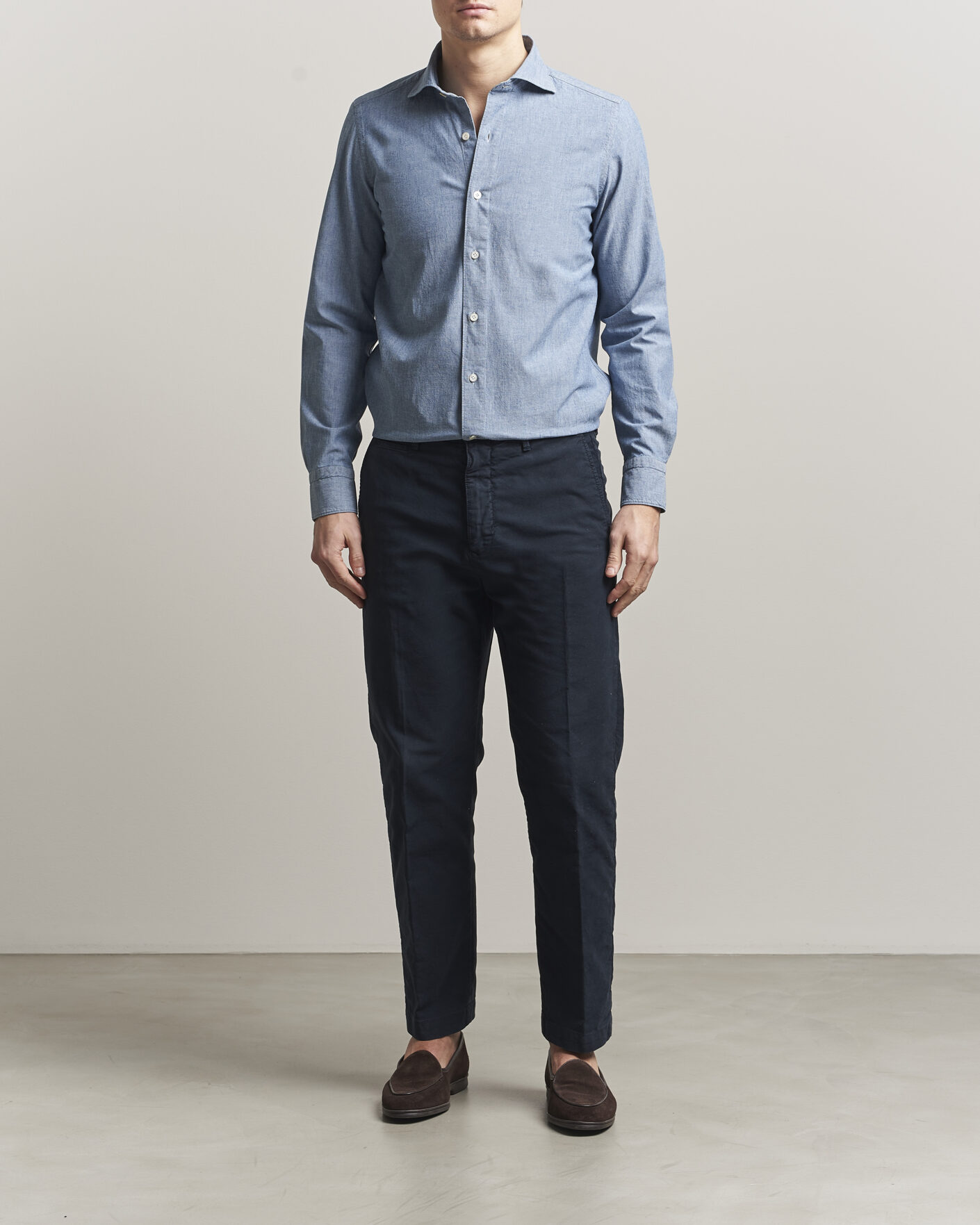 Herr | Skjortor | Finamore Napoli | Gaeta Chambray Shirt Light Blue