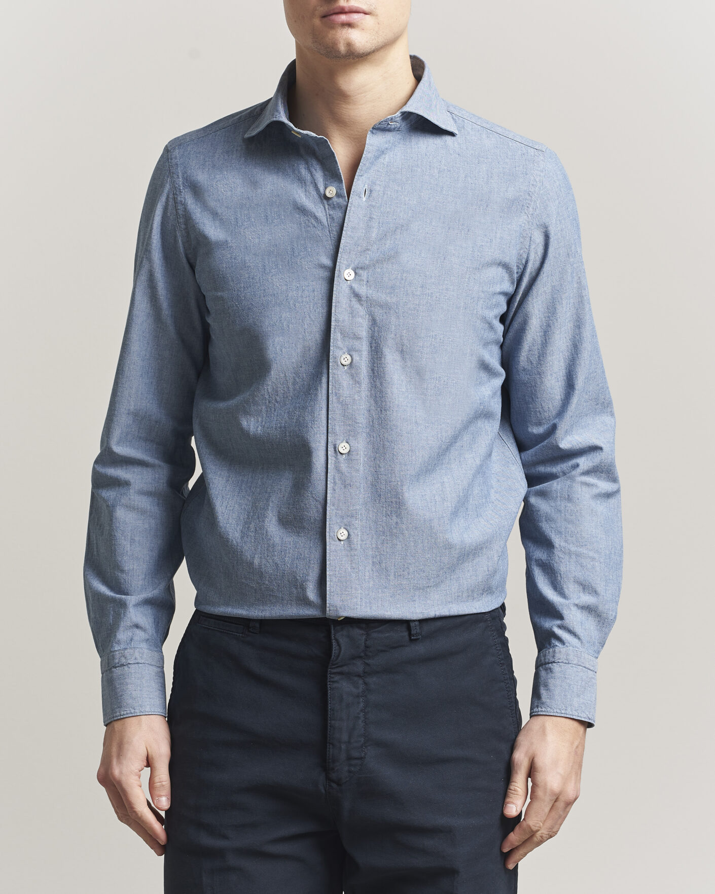 Herr | Skjortor | Finamore Napoli | Gaeta Chambray Shirt Light Blue