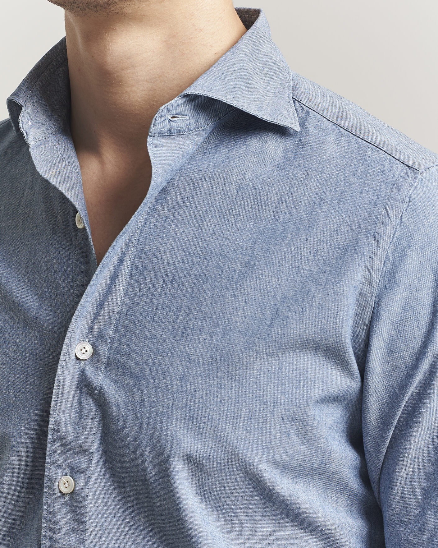 Herr | Skjortor | Finamore Napoli | Gaeta Chambray Shirt Light Blue