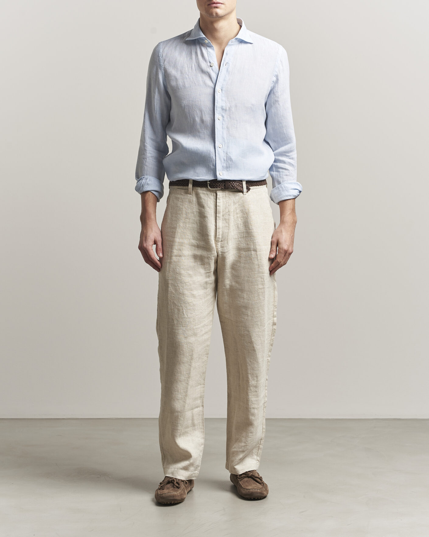 Herr | Skjortor | Finamore Napoli | Gaeta Linen Shirt Light Blue
